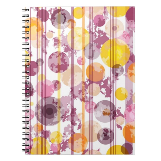 Spotty Striped White Pattern Spiral Notebook (Front)