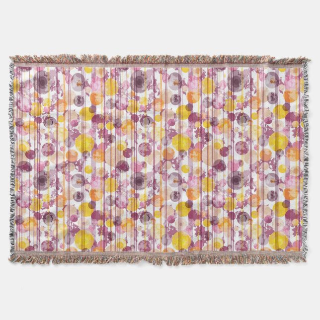 Spotty Striped White Pattern Throw Blanket (Front)