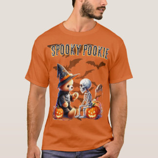 Spouky Pookie Cute Halloween Teddy bear & Skeleton T-Shirt