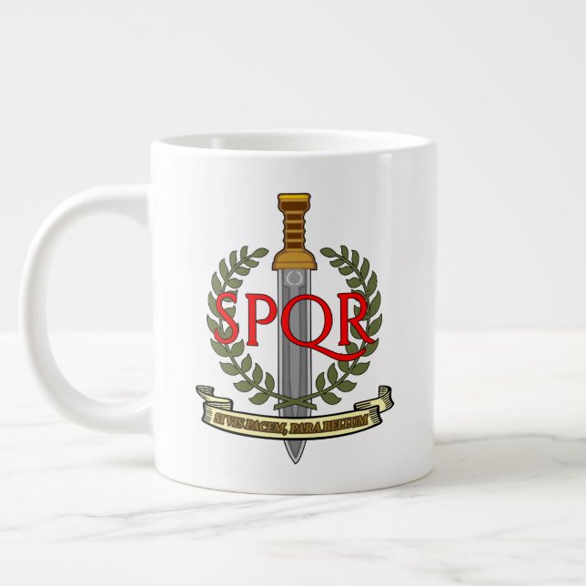 SPQR Gladius - Senatus Populusque Romanus Large Coffee Mug (Left)
