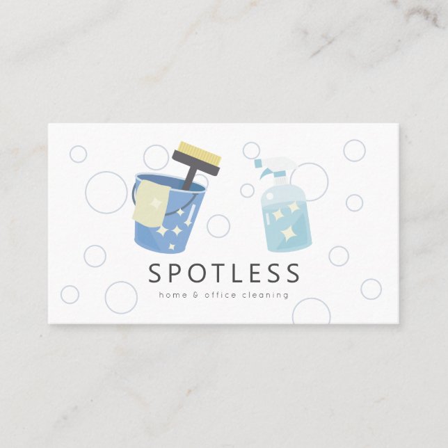 Spray Bottle & Bucket Cleaning Service Maid Busine Business Card (Front)