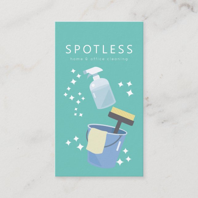 Spray Bottle & Bucket Cleaning Service Maid Business Card (Front)