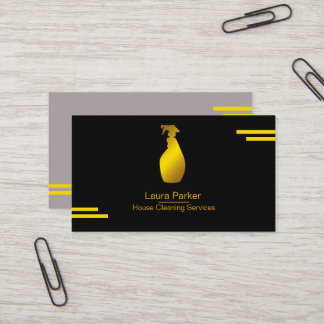 Spray Bottle Cleaning Service Home Gold Business Card