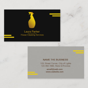 Spray Bottle Cleaning Service Home Gold Business Card