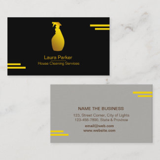 Spray Bottle Cleaning Service Home Gold Business Card
