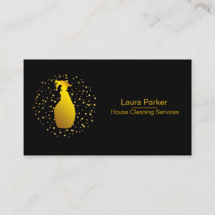 Spray Bottle Cleaning Service Home Gold Business Card