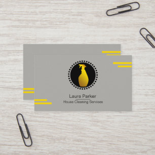 Spray Bottle Cleaning Service Home Gold Business Card