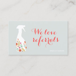 Spray Bottle House Cleaning Customer Referral Card