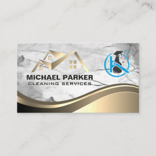 Spray Bottle   House Roof Logo   Marble Metal Business Card