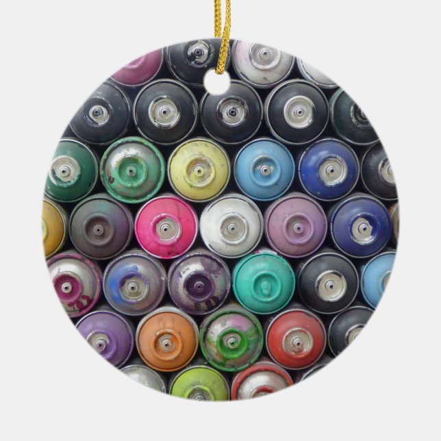 Spray cans ceramic tree decoration (Front)