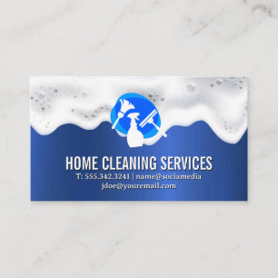 Spray Cleaning Soap Suds Blue Metallic Texture Business Card