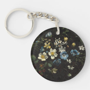 Spray of Flowers and Ferns by Titian Ramsay Peale Key Ring
