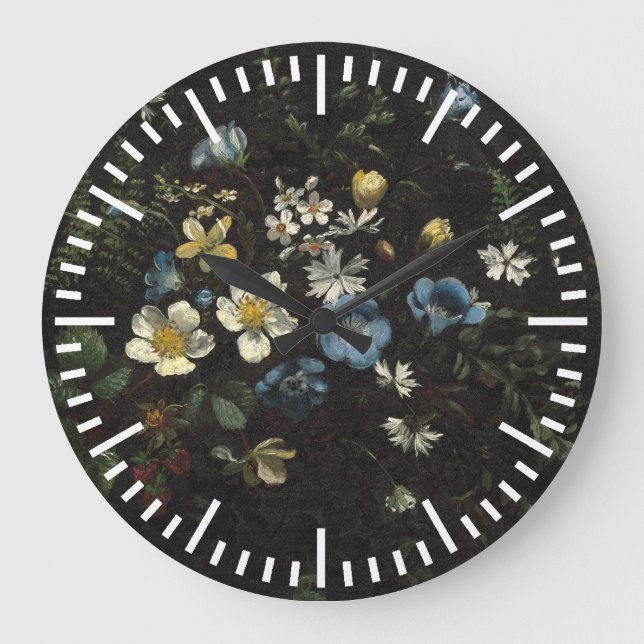 Spray of Flowers and Ferns by Titian Ramsay Peale Large Clock (Front)