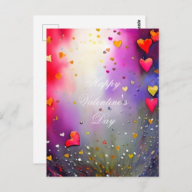 Spray of hearts valentine postcard (Front/Back)