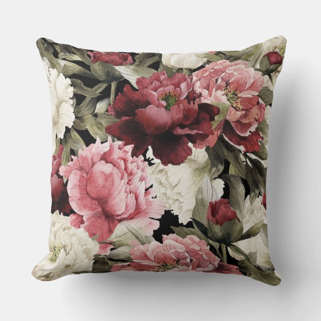 Spray of Roses Floral Decorative Pillow (Front)
