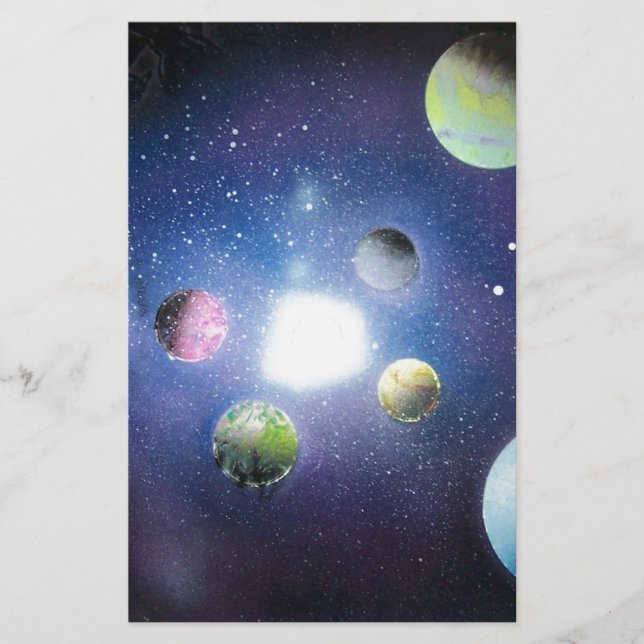 Spray Paint Art Space galaxy Painting Stationery (Front)