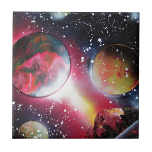 Spray Paint Art Space Landscape Painting Tile