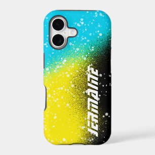 Spray Paint Black Aqua and Yellow Name