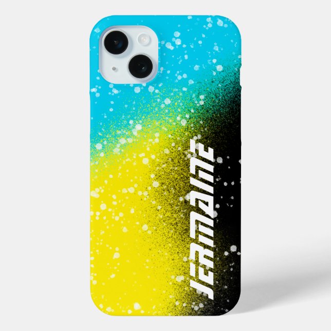 Spray Paint Black Aqua and Yellow Name Case-Mate iPhone Case (Back)