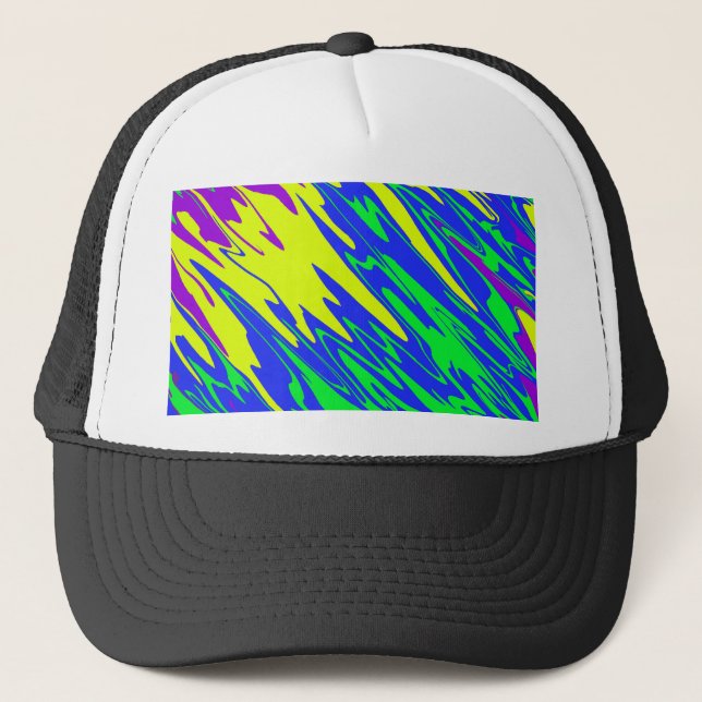 Spray Paint Mardi Gras Blue Trucker Hat (Front)