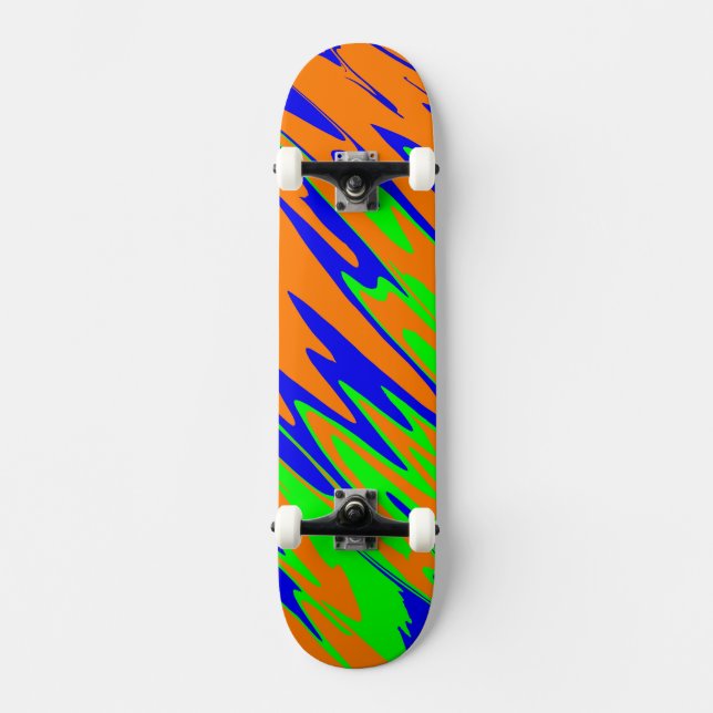 Spray Paint Orange Blue Lime  Skateboard (Front)