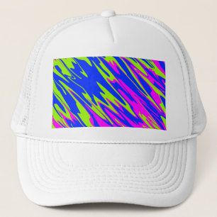 Spray Paint Pink Lime Blue Trucker Hat