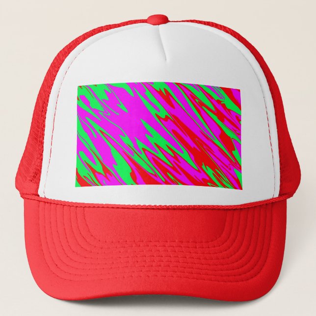 Spray Paint Red Pink Green Trucker Hat (Front)