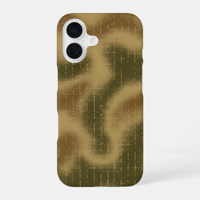 Spray Painted Tactical Camo Pattern Brown iPhone 16 Case (Back)