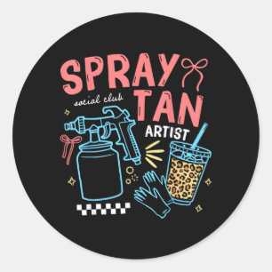 Spray Tan Artist Tech Retro Beauty Tanning Salon Classic Round Sticker