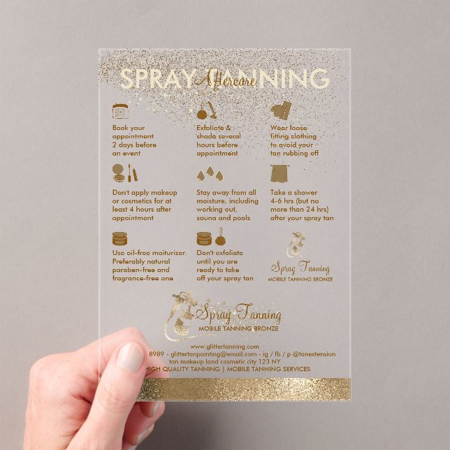Spray Tan Bronze Sun Transparent Acrylic Invitations (Insitu (Handheld))