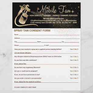 Spray Tan Business Plan Consent Form Flyer
