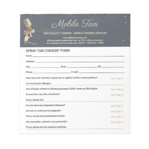 Spray Tan Business Plan Navy Consent Waiver Form Notepad