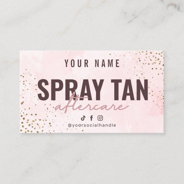 Spray Tan Instruction Aftercare Card (Front)