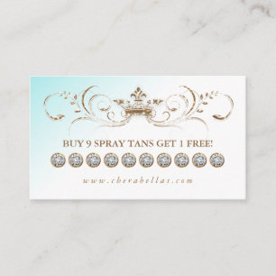 Spray Tan Loyalty Card Diamonds Gold Glitter Crown