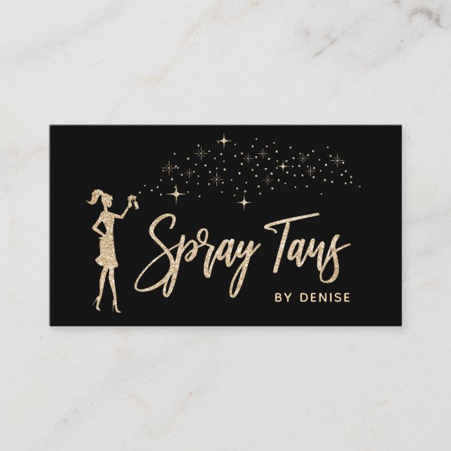 Spray Tan Mobile Spray Tan Gold Glittering Girl Business Card (Front)