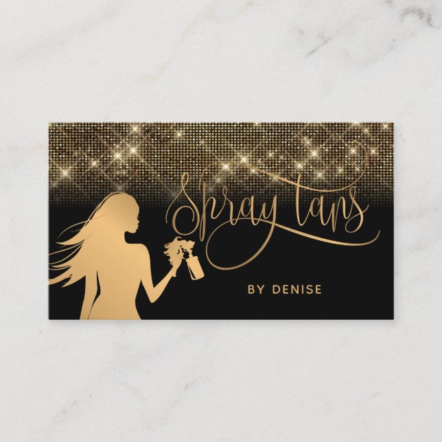 Spray Tan Mobile Spray Tan Gold Glittering Girl Business Card (Front)