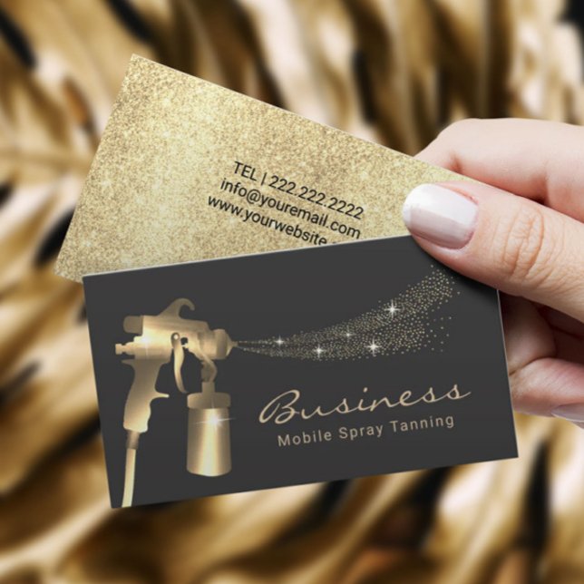 Spray Tan Modern Gold Mobile Tanning Service Business Card (Creator Uploaded)