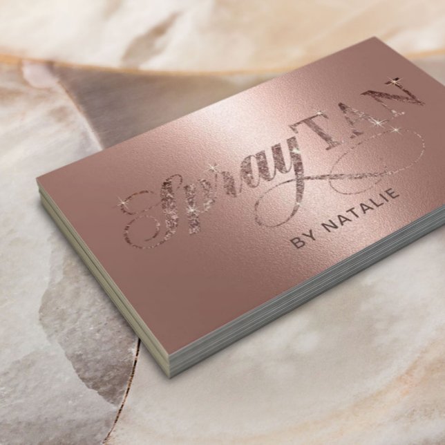 Spray Tan Modern Rose Gold Mobile Tanning Business Card (Creator Uploaded)