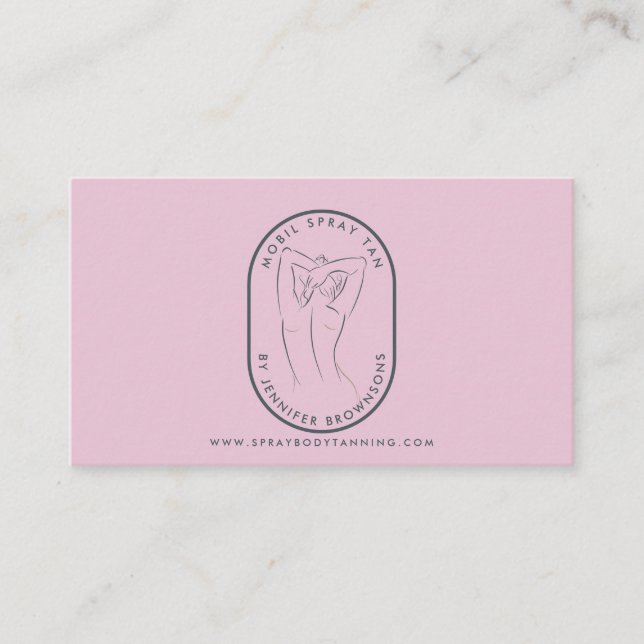 Spray Tan Woman Body Skin Navy pink Business Card (Front)