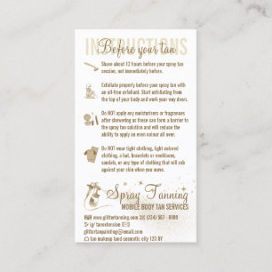 Spray Tanning Before After Care Guide Instruction Business Card