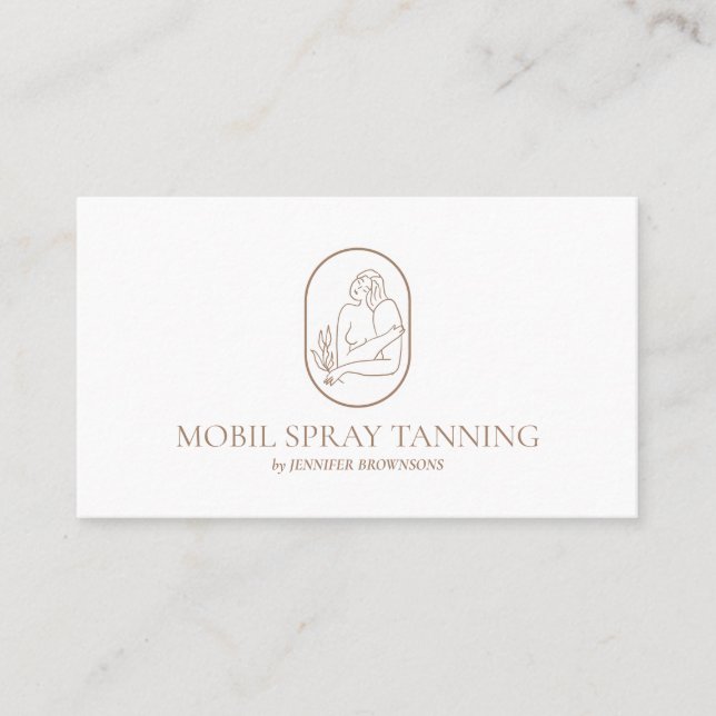 Spray Tanning Boho Body Skincare woman logo Business Card (Front)