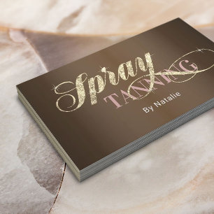 Spray Tanning Gold Typography Salon Spa Business Card