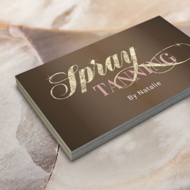 Spray Tanning Gold Typography Salon Spa Business Card (Creator Uploaded)