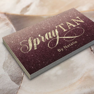 Spray Tanning Modern Burgundy Red Glitter Business Card