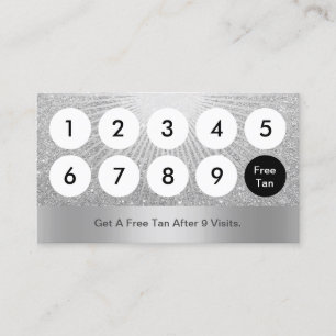 Spray Tanning Salon Modern Silver Glitter Loyalty Card