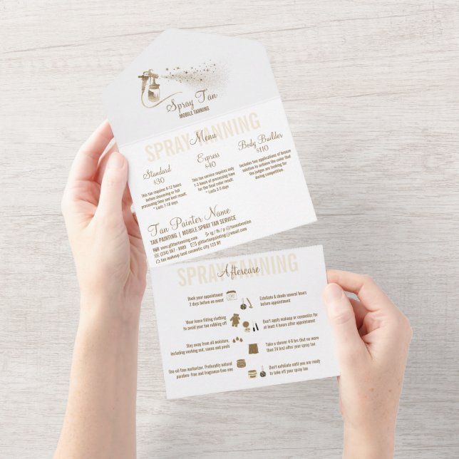 Spray Tanning Service Pricing Aftercare All In One Invitation (Tearaway)