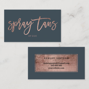 Spray tans logo elegant rose gold typography grey business card