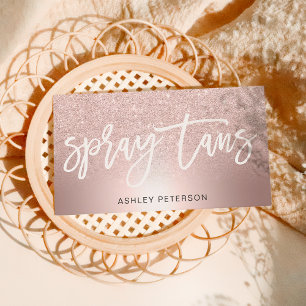 Spray tans Rose gold glitter ombre metallic foil Business Card