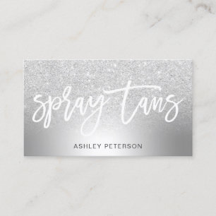 Spray tans silver glitter ombre metallic foil business card