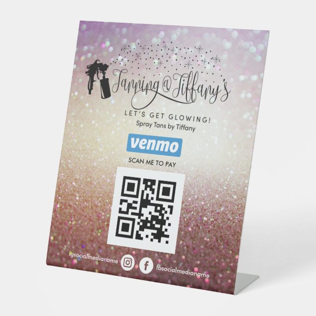 SPRAY TANS VENMO QR CODE PEDESTAL SIGN (Front)